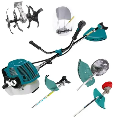 GRAMSTRONG Premium 2 Stroke 52 CC Sidepack Brush Cutter With Round Tiller Attachment