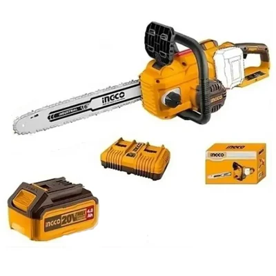 Ingco 16 inch Brushless Cordless Chainsaw with 2 Pcs 20V 4Ah Li-ion Battery & Dual-Port Charger, CGSLI401682