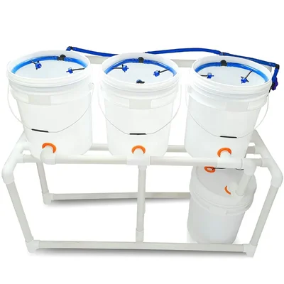 Pindfresh Dutch Bucket System For Outdoor Hydroponics, 3 Buckets For Larger Root Vegetables