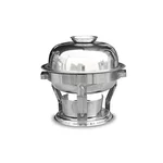 Premium Quality Stainless Steel (Silver) Round Buffet Chafing Dish with Lid, 5 Liter Capacity (Pack of 2)