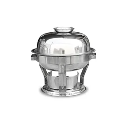 Premium Quality Stainless Steel (Silver) Round Buffet Chafing Dish with Lid, 5 Liter Capacity (Pack of 2)