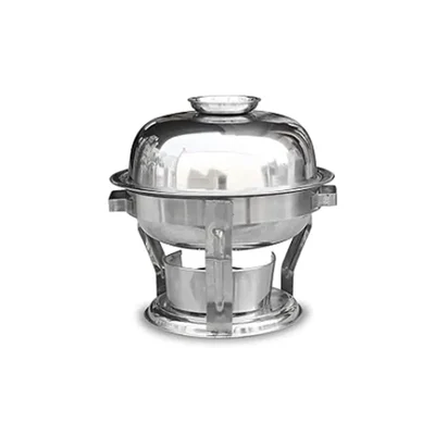 Premium Quality Stainless Steel (Silver) Round Buffet Chafing Dish with Lid, 5 Liter Capacity (Pack of 4)