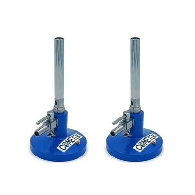 Cometek 120mm Brass Pipe Cast Iron Base LPG Bunsen Burner with Stopcock Pack of 2 for Lab Use