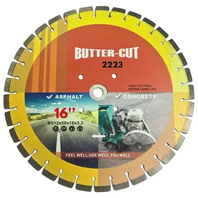 Oxi Power  16"  Butter Cut Silver Brazed Concrete Diamond Blade Black Cutting Wheel 25.4mm Bore 2223 