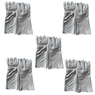 DSY Pack of 5 BC-grade Split Leather Dandakoli Style Welding Gloves- 13 Inch,Heat & Abrasion Protection | Industrial Use