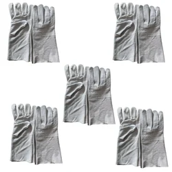 DSY Pack of 5 BC-grade Split Leather Dandakoli Style Welding Gloves- 13 Inch,Heat & Abrasion Protection | Industrial Use