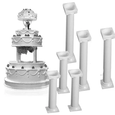 Pack of 6 Plastic Cake Pillar For Baking Supplies(Size-6 Inch)