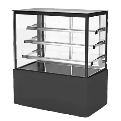Elanpro EDC 902F3 Stainless Steel Refrigerated Cake Showcase - Flat Glass