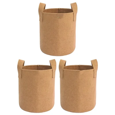 Shiv Biotech Camel Round Reusable Geo Fabric Grow Bag (12 x 12 Inch) | Suitable for Gardening and Nursery (Pack of 3)