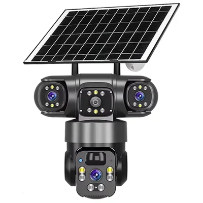 V-TAC 12MP Triple Lens Outdoor Solar 4G SIM Security Camera With Wi-Fi Support, Night Vision & AI Human Tracking