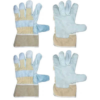 DSY Pack of 2 A-Grade Grain Leather High Quality Canadian Gloves for Industrial, Construction & Heavy-Duty Work Safety