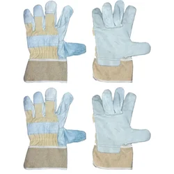 DSY Pack of 2 A-Grade Grain Leather High Quality Canadian Gloves for Industrial, Construction & Heavy-Duty Work Safety