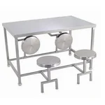 Premium Quality 4 Seater Canteen Table Stool Set With Stainless Steel Body