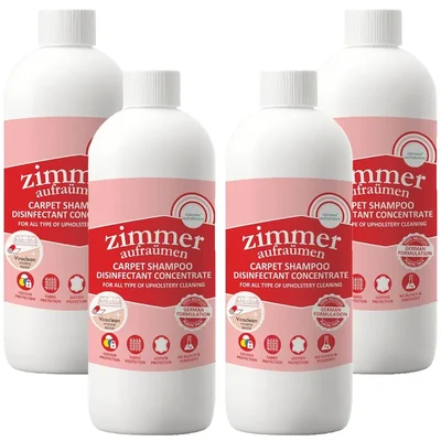 4 Pack of Zimmer Aufraumen (450ml x 4pcs) Carpet Shampoo Disinfectant Concentrate for All Type of Upholstery Cleaning