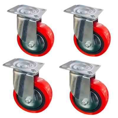 Heavy Duty 4 Inch 100-150 Kg Load Capacity Plate Type Castor Wheel (Pack Of 4)