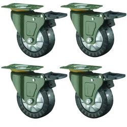 Premium Quality 75 x 32 mm 250 Kg Load Capacity PU Brake Castor Wheel, Plate Size 2.5 mm (Pack Of 4 Pcs)