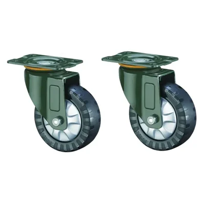 Premium Quality 100 x 32 mm 75 kg per Wheel Load Capacity PU Movable Castor Wheel, Plate Size 2.5 mm(Pack-2 pcs)