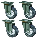 Premium Quality 75 x 32 mm 250 Kg Load Capacity PU Movable Castor Wheel, Plate Size 2.5 mm (Pack Of 4 Pcs)