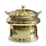 Hammered Stainless Steel Golden Round 8ltr Chafing Dish with Lid