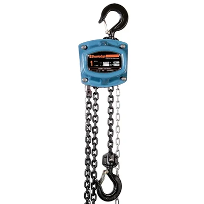 Steeledge 1 Ton Spur Gear Chain Pulley Block with 3 Meter Standard Lift, G80 Alloy Steel Load Chain - 1 Year Warranty