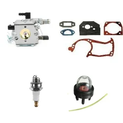 Petrol Chainsaw Spare Part Combo (Carburetor, Packing Gasket Set, Spark Plug and Carburetor Bubble) for 58 cc Chainsaw
