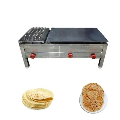 Vinayak Machines Table Top 18 x 36 inch Chapati Tawa Bhatti with Puffer Plate, Gas Operated