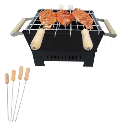 STARCAVE Portable Charcoal Barbeque Grill with 4 Skewers