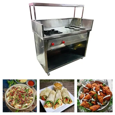 Stainless Steel Chat Counter with Single Burner