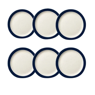 DT Aura 7.5-Inch Pack of 6 Quarter Plates with Premium Ceramic Side Dishes for Dessert, Bread, and Appetizers