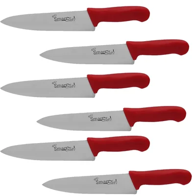 Smart Chef (SC0202) Stainless Steel Chef Knife, 8 inch Blade with Ergonomic Handle (6 pcs) for Chopping, Prep Work