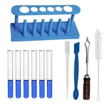 COMETEK 11 Chemistry Lab Kit with 6 Borosilicate Glass Test Tubes Test Tube Stand, Holder, Cleaning Brush, Dropper and a Spatula
