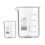 Bello Borosilicate 3.3, Set of 2 Glass Beaker 100 ml, 1000 ml with Graduation Marks for Chemistry Laboratory