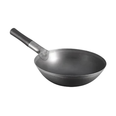36cm Mild Steel Chinese Wok with Heat Resistant Handle for Gas Stir Frying