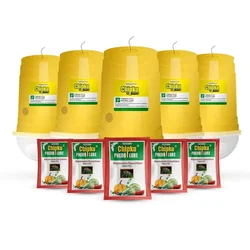 Chipku Glass Trap with Melon Fly Pheromone Lure for Watermelon, Pumpkin & Gourd Crops (Quantity-10 pieces)