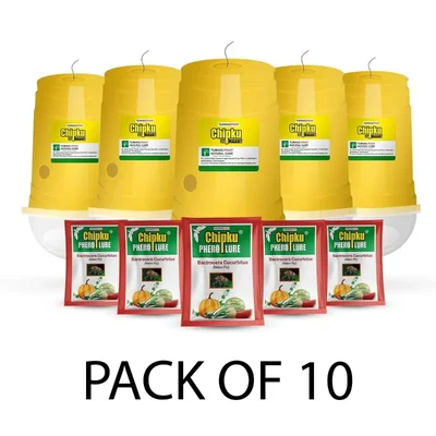 Chipku Glass Trap with Melon Fly Pheromone Lure for Watermelon, Pumpkin & Gourd Crops (Quantity-10 pieces)
