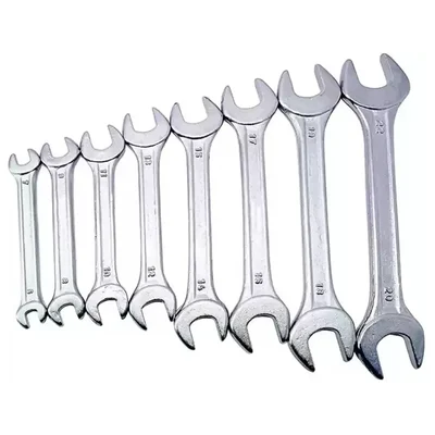 Jhalani 12/8 m Chrome Plated Double Open End Jaw Spanner 8 Pcs Set ( 6x7, 8x9, 10x11, 12x13, 14x15, 16x17, 18x19, 20x22mm)