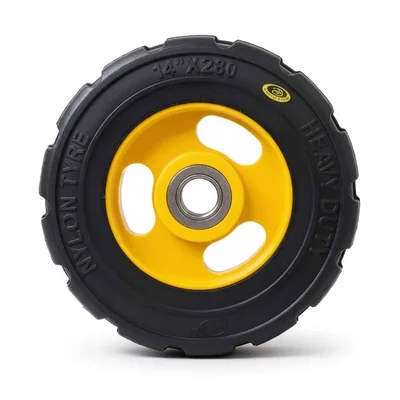 Heavy Duty 350 x 62 MM / 14 x 2.5 Inch 500 Kg Load Capacity Rubber Wheel ( C.I + Wheel ) Without Ball Bearing