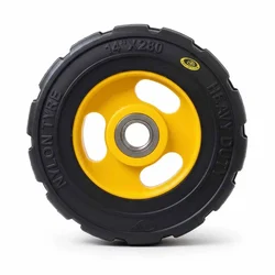 Heavy Duty 350 x 62 MM / 14 x 2.5 Inch 500 Kg Load Capacity Rubber Wheel ( C.I + Wheel ) Without Ball Bearing
