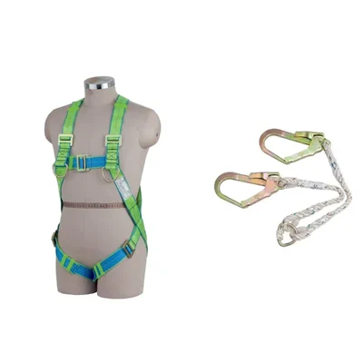 ABRIGO AB-81 Class L Full Body Safety Harness, 12mm Nylon Rope, Double Scaffolding Hook 1.8 Meter