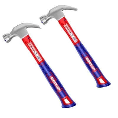 EMTOP pack of 2, 450g Claw Hammer with Fiberglass Handle (EHAMCH1601)