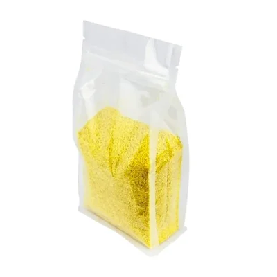 500gm, 14 x 24 Cm Clear Finish Flat Bottom Pouch With Ziplock for Dry Fruits, Pet Food and Specialty Powders(Pack-50 Pcs)