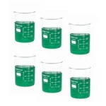 COMETEK (Pack of 6) 100mL Borosilicate 3.3 Glass Beaker, Low Form with 10mL Graduations for Laboratory Liquid Mixing
