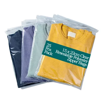 POCHEON® 15x22cm Clear Polyester Zipper Bags (Pack-25 pcs)