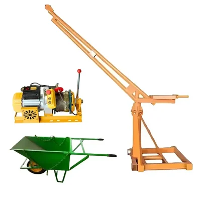 HT 500 kg Capacity 360° Mini Crane & Electric Clutch Winch 5 HP Motor-35 Meter 10 mm Rope & Wheel Trolley