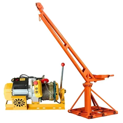 UTC 90 Kg Frame & 10 Feet Boom length 500 kg Mini Crane 360° With 5 hp Electric Clutch Winch, 50 Meter & 8mm Wire Rope