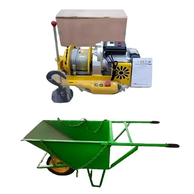 HT 1000 KG Capacity 3 Hp Electric Clutch Winch With 50 Meter Wire Rope & 160 kg Load Capacity Wheel Barrow With Chain