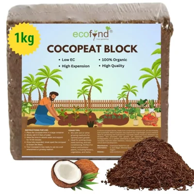 Ecofynd CBRK-01 1Kg Cocopeat Block for Home Garden, Terrace, Natural & Eco-Friendly Coconut Coir