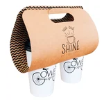 Disposable 100pcs, Kraft Paper Coffee Cup Carrier with Handle for Takeaway