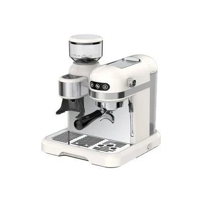 COFFEE MART Paio White Colour Espresso Coffee Machine with Built in Coffee Grinder for Home and Small Café use