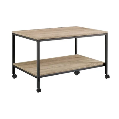 Awni 17 x 32 x 19 Inch 2 Shelves Solid Wooden Rack With Castor Wheels For Multipurpose Uses